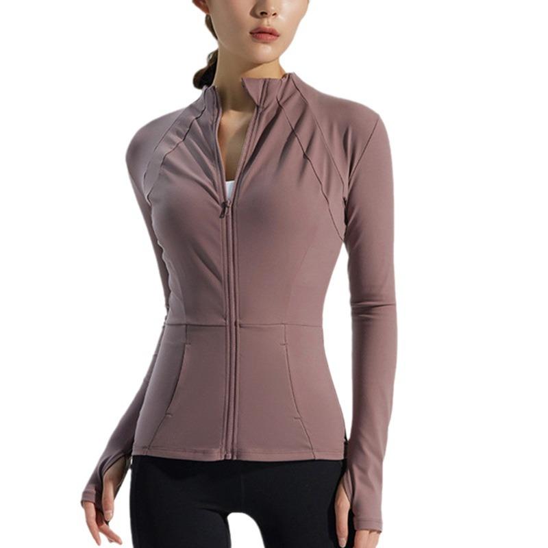 Nude Feel Fitness Wear: Slim-Fit Long-Sleeve Yoga Jacket with Zipper Pocket