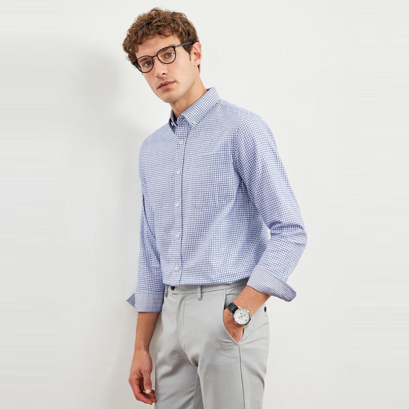 Septwolves Men's Easy-Care Plaid Casual Shirt
