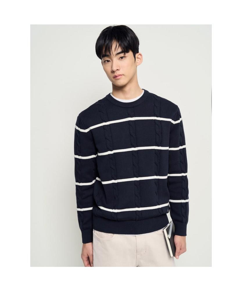 Binpolmen Cable Stripe Knit Navy