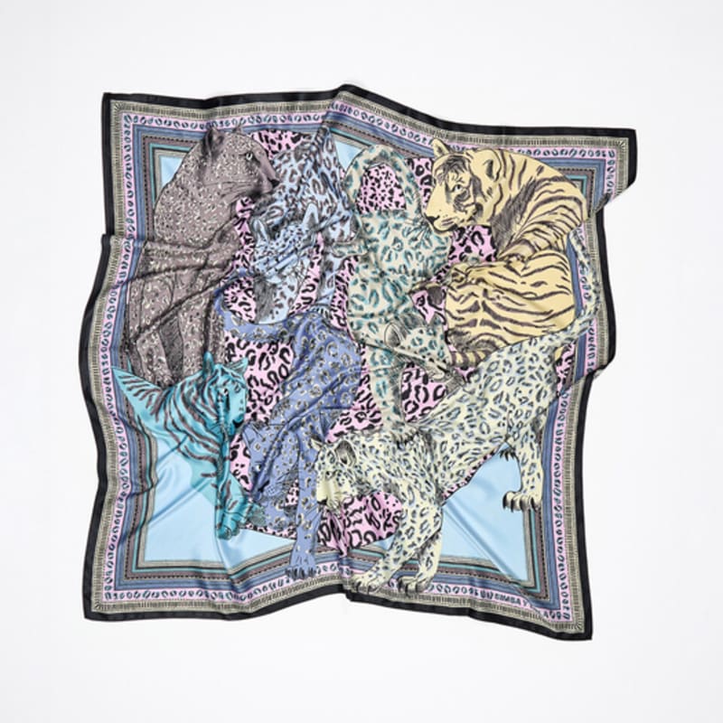 BIMBA Y LOLA Pastel Cat Heart & Border Scarf B256AIF011PKF