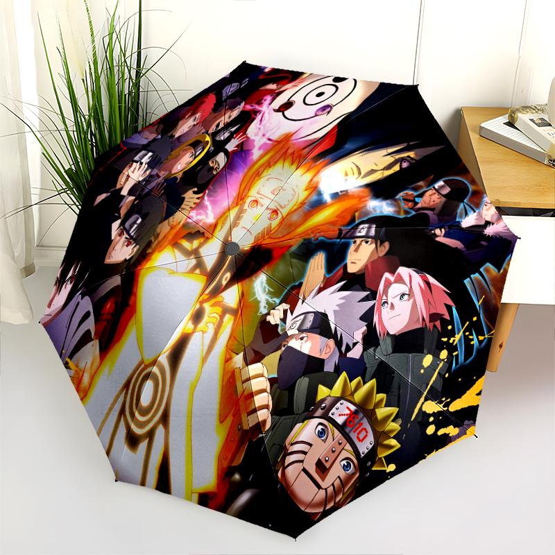 Naruto pattern, automatic folding umbrella, portable and foldable design, 8 ribs, a Christmas or birthday gift.