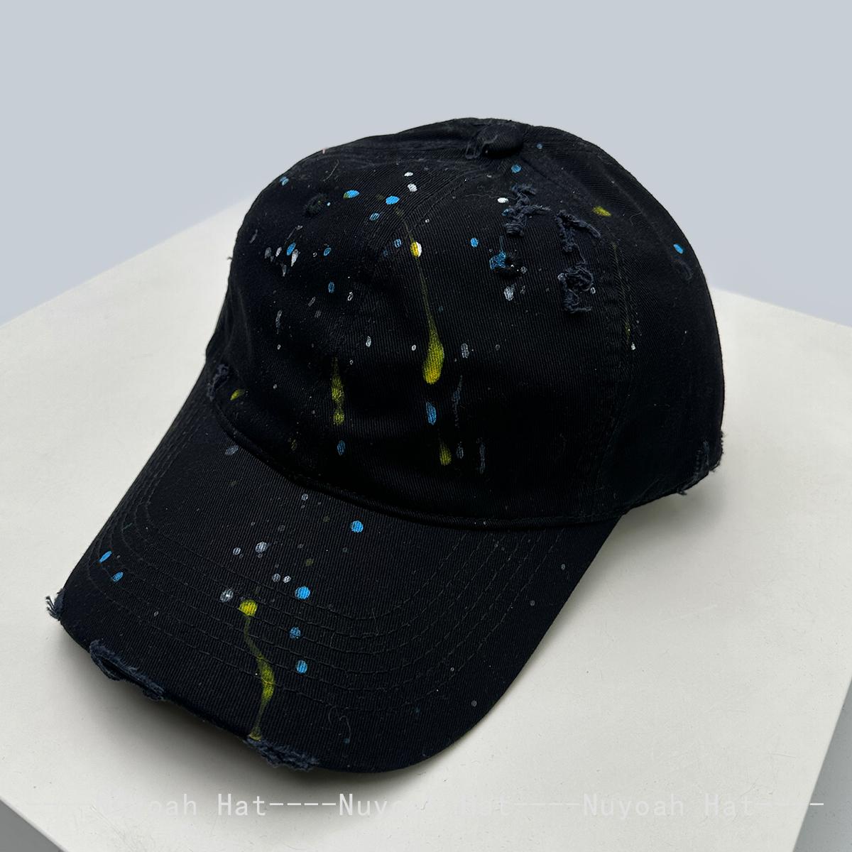 

New Unisex American Style Graffiti Splatter Baseball Hats Sunshade Hip-Hop Versatile Personal Peaked Caps Broken Fashion Street 56-60cm