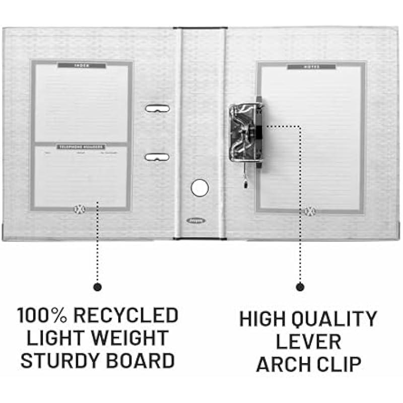 

Anupam Excel Lever File Voucher Size N4V - 28 X 22 X 8 Cm - Weave Printed Cover - U Shaped Clip Binder Box - Finger Grip Voucher Size (N-4V)