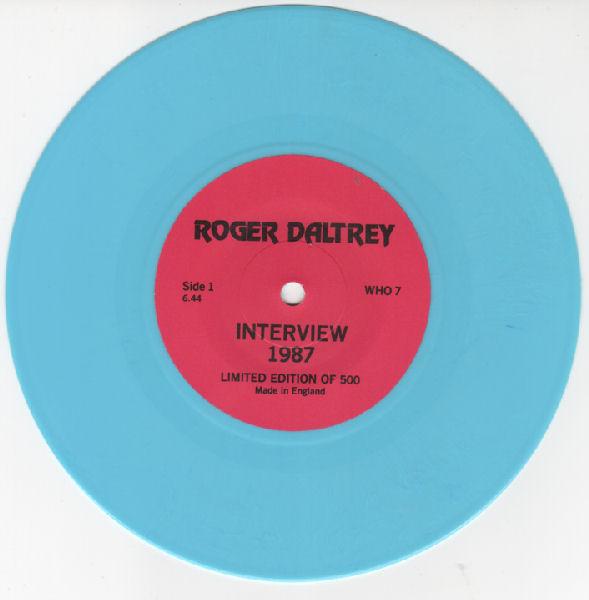 

7-дюймовая пластинка ROGER DALTREY Интервью 1987 WHO7 Без лэйбла UK Музыка Другое Б/у