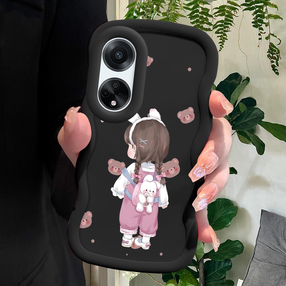 

М який силіконовий чохол Macaron Phone Case з намальованим візерунком Big Wave Edge Протиударний захисний гумовий чохол для OPPO Reno Realme Realme 10 чорний