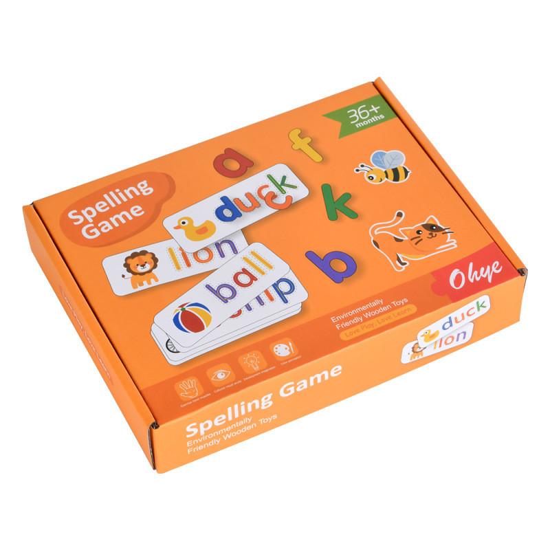 Wooden Alphabet Learning Cards For Kids Educational Toy With Diy Word Puzzle For Early Education