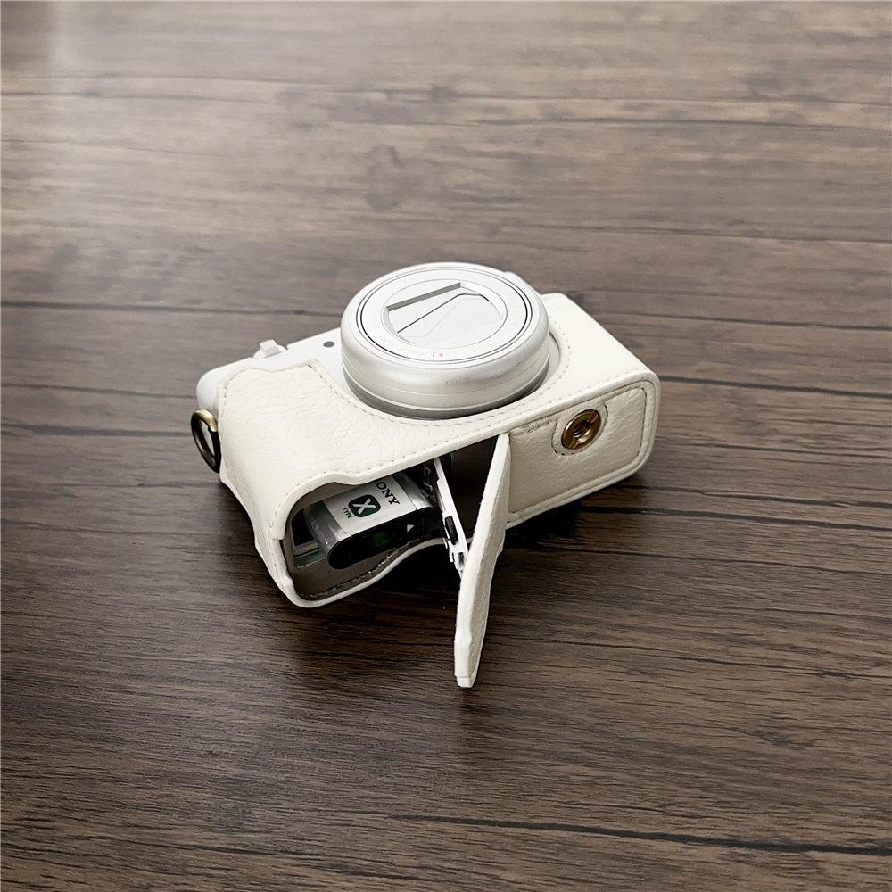 Handgefertigte PU-Leder Kamera Halbtasche für Sony ZV1F ZV-1F ZV-1M2 ZV1M2 Bodenöffnende Gehäuseabdeckung