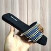Fashion Summer women's slippers  designer casual beach sandals Rhinestone luxury slippers T7