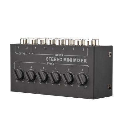 Mini-Stereo-6-Kanal-Passivmischer, tragbarer RCA-Audiomischer, 6 Eingänge, 2 Ausgänge, Stereo-Verteiler, Lautstärke