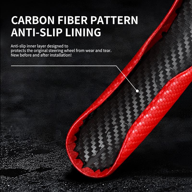 RSQ1 Valve Stems Caps For Volkswagen VW Carbon Fiber Steering Wheel Trim Non Slip Durable Split Wheel Protector Passat B5 B5.5 2000-