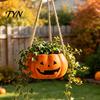 Durable Resin Planter Pumpkin Shaped Hanging Plant Pot, 4.3 Inch Lightweight Flower Adjustable Modern Aesthetic Room Accents Rope Mini Pots for Indoor