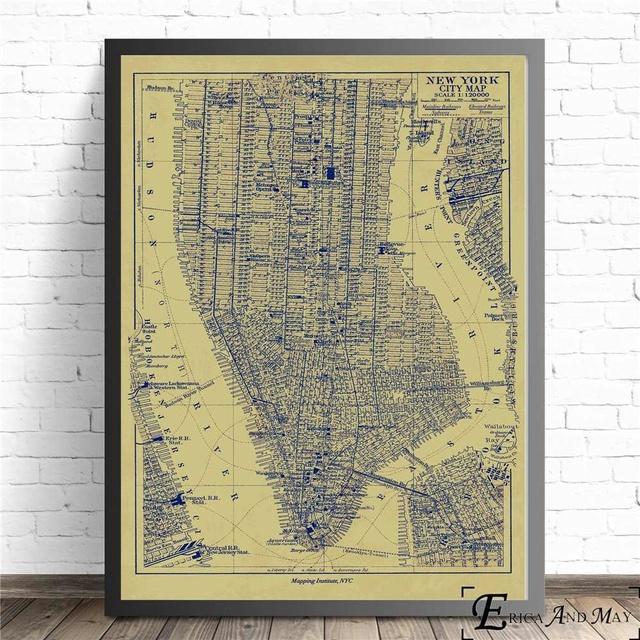 New York Londra Metro Haritası Vintage duvar sanatı tuval yağlıboya Posteri Ev Dekor Posterler Ve Baskılar Çerçevesiz Dekoratif Resim