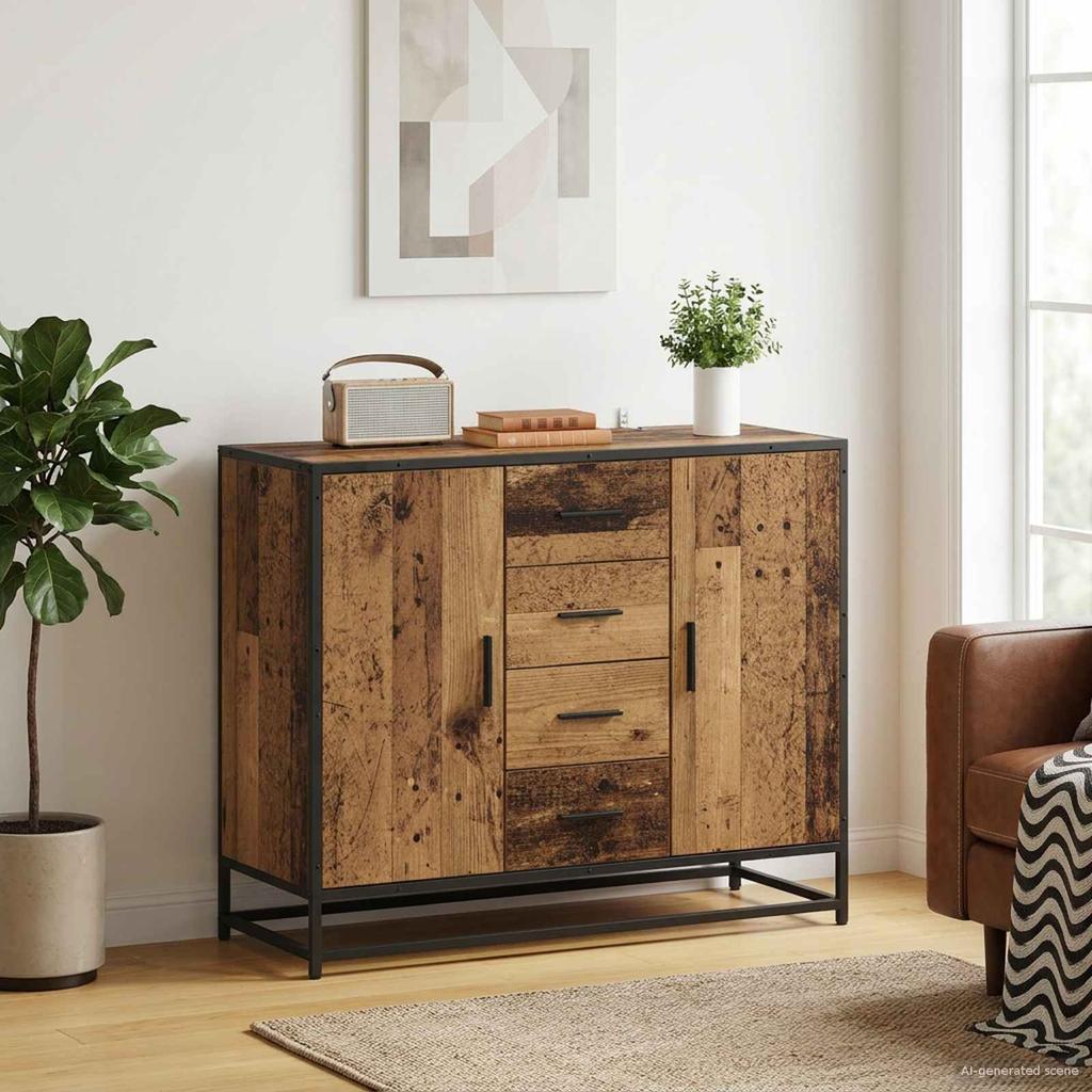 Sideboard Reclaimed Wood 92 x 35 x 76 cm Engineered Wood