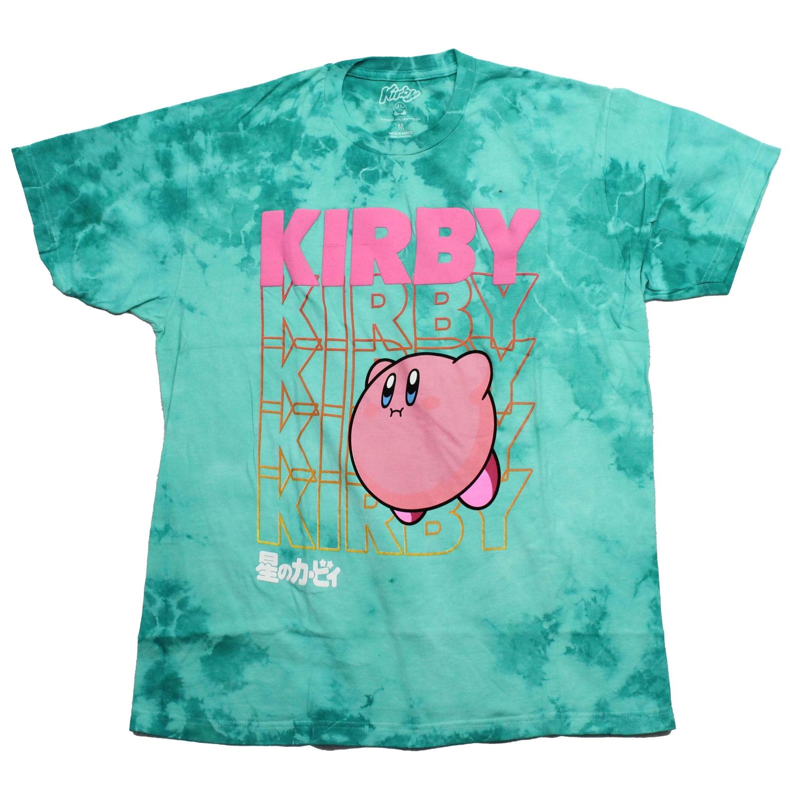 Kirby New Adult T-Shirt -Fading Pink Name Behind Kirby Tie Dye XL