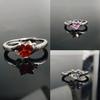 Multi-Colored Zircon Love-Shaped Open Ring Women'S Niche Light Luxury Personality Sweet Ring