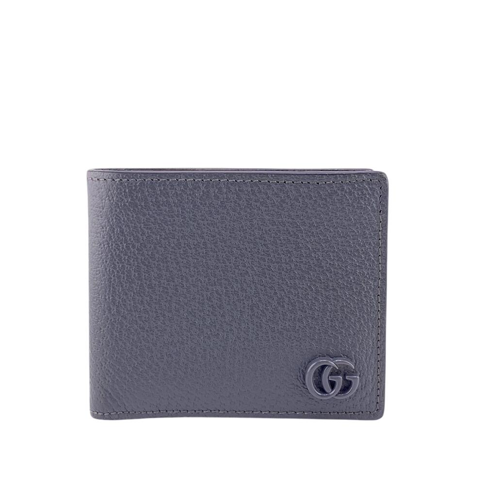 GUCCI Coin Wallet GG Marmont leather Bifold Wallet gray leather mens Used