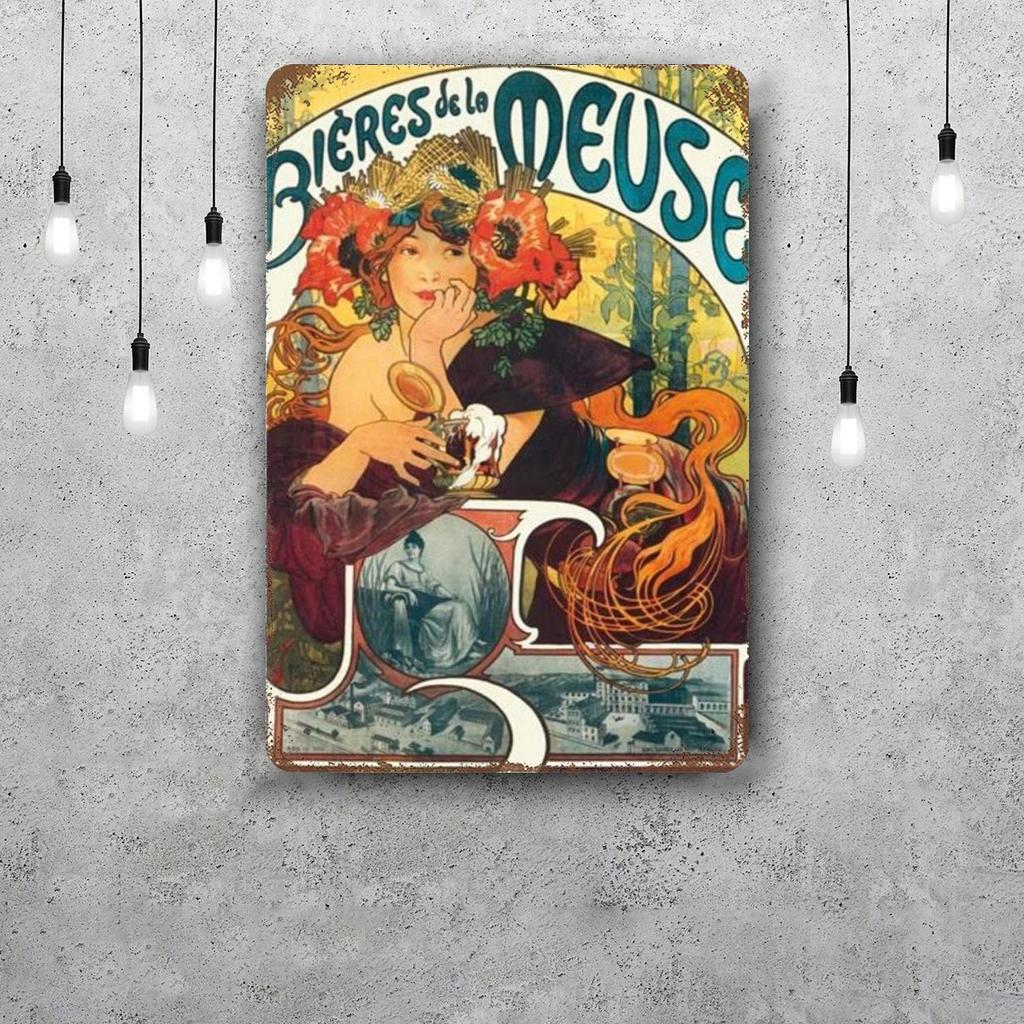 Art Nouveau Classic Poster Rusty Metal Plaque Retro Decorative Plate Bar Man Cave Garage Club Metal Sign Wall Decoration