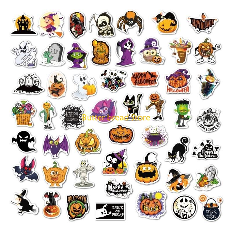 

W89C 50Pcs Pumpkin Stickers for Water Bottles Stickers Vinyl Waterproof Stickers Psychedelic Laptop Stickers for Kids