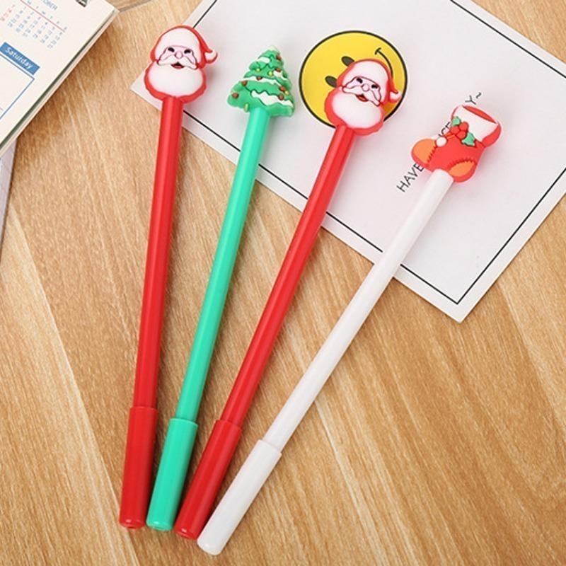 15Pcs Christmas Decorative Topper Pen Set, Back to School Season Student Stationery with Snowman, Reindeer, Santa Claus and Christmas Tree Ornament To