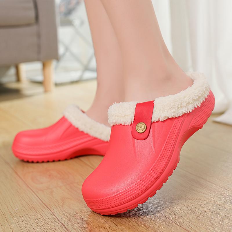 Männer Warme Winter Baumwolle Schuhe Frauen Warme Pelz Hause Hausschuhe EVA Nicht-Slip Plüsch Hausschuhe Indoor Paar Dicke Sohle schuhe Rutschen