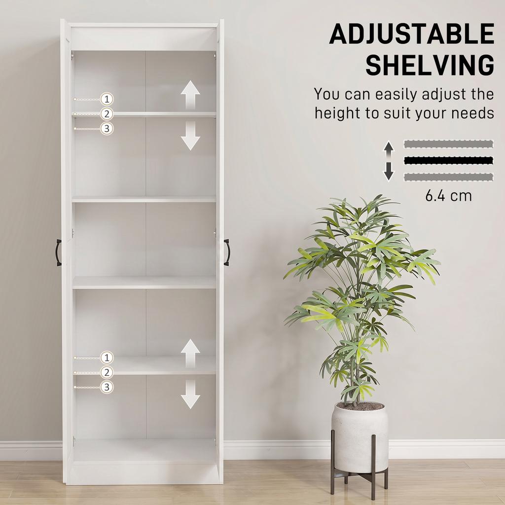 Armadio 175 cm con Spazio Contenitore, Mobile da Cucina con Ante Soft-Close e Ripiani Regolabili, Bianco
