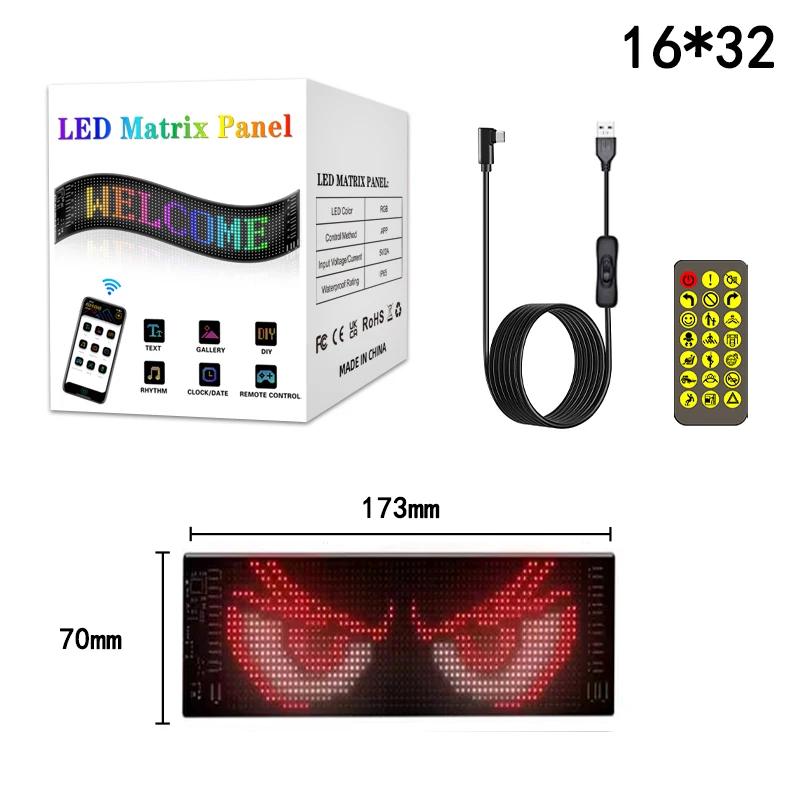 

Світлодіодна матриця Піксельна панель Екран дисплея Гнучкий RGB візерунок автомобіля Графіті Прокручування тексту Анімація Магазин Нагадування Світло Bluetooth