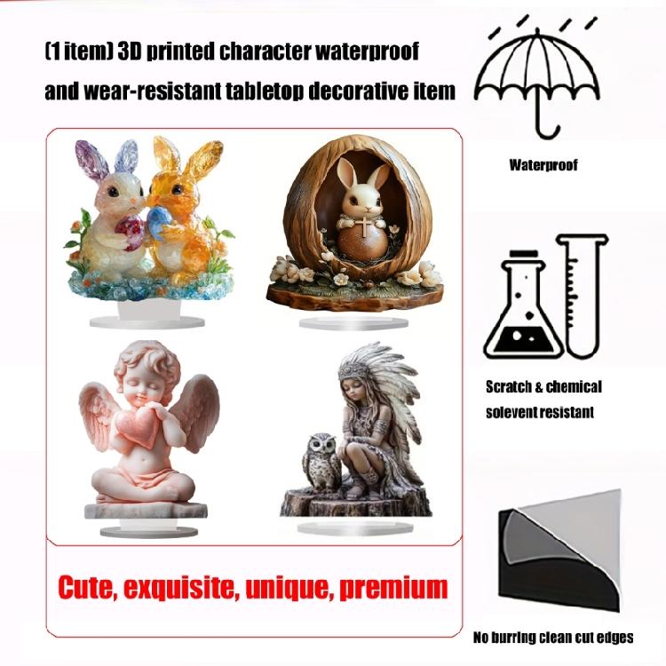 Acrylic Bunnies/Angel Statues Figurines Animal Figurines Sculptures Centerpieces Decorative Ornament for Home Office