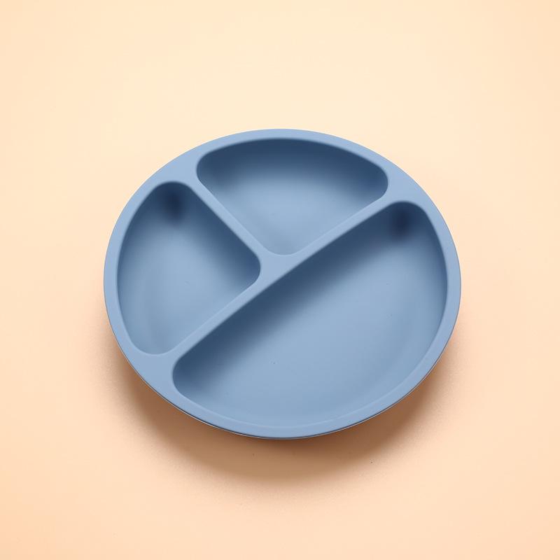 Food-Grade Silicone Baby Plate with Suction, Anti-Fall & Spill Features, Divided Sections for Infant Feeding