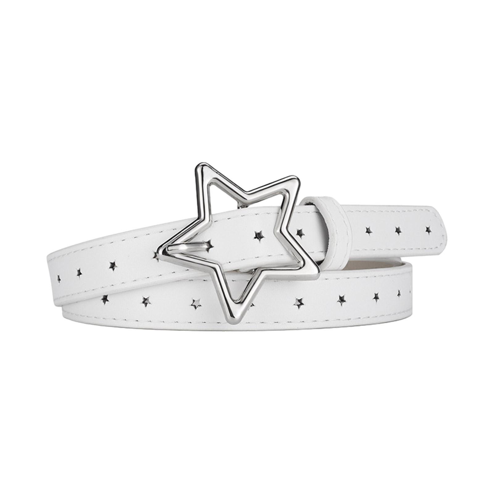 

Изящный взрослый пояс на талию с пряжкой-звездой с вырезами, джинсовый пояс для винтажных подростков, регулируемый пояс белый