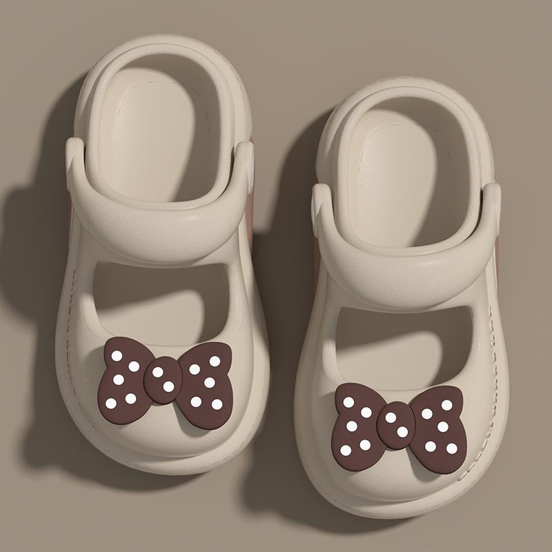 

Bowknot Girls Slippers Summer Mary Jane Girls Non-Slip Sandals Parent-Child Cute Princess Children s Clogs 34-35 хакі