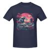 Synthwave Traditional Japanese Wave American Style Tshirt Versatile Simplicity Heat Transfer Cotton Tee