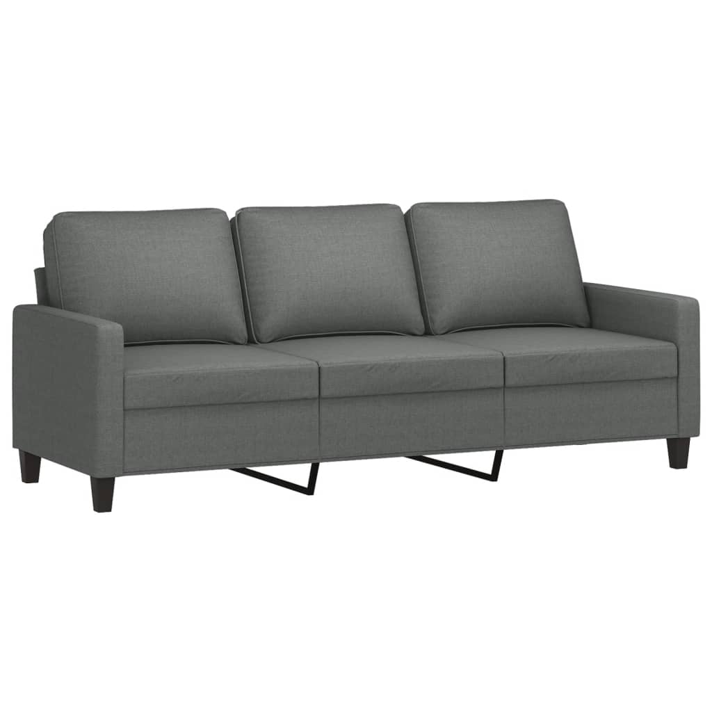 Vidaxl 3-Seater Sofa with Footstool, Dark Grey, 180 Cm, Fabric