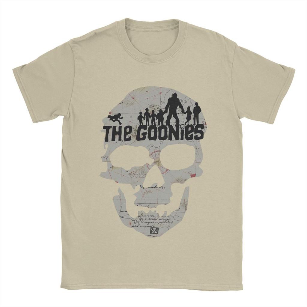 Men The Goonies Skeleton Map Poster T Shirts Pure Cotton Clothes Funny Short Sleeve O Neck Tee Shirt Plus Size T-Shirts