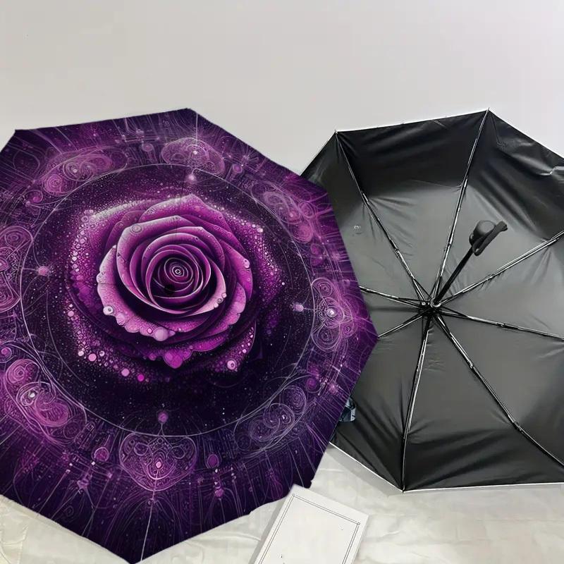 1pc Purple Rose Mandala Artwork Umbrella with Plastic Handle,Suitable for All Seasons Home Travel Outdoor UmbrellaDD1705