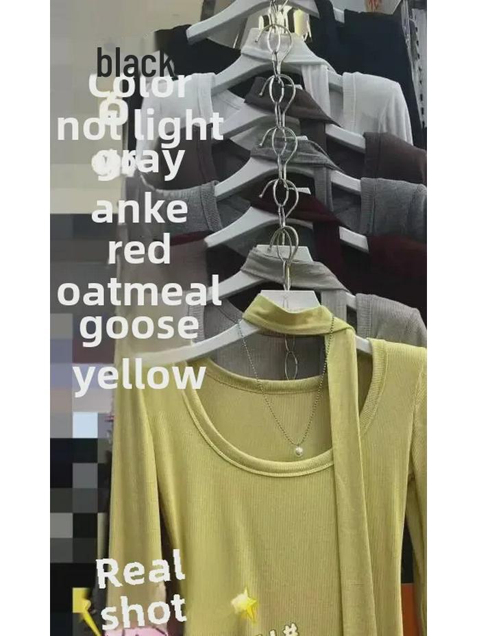 2025 Fall Korean Solid Color Casual Round Neck Long Sleeve Short Bottom T-Shirt for Small Men.