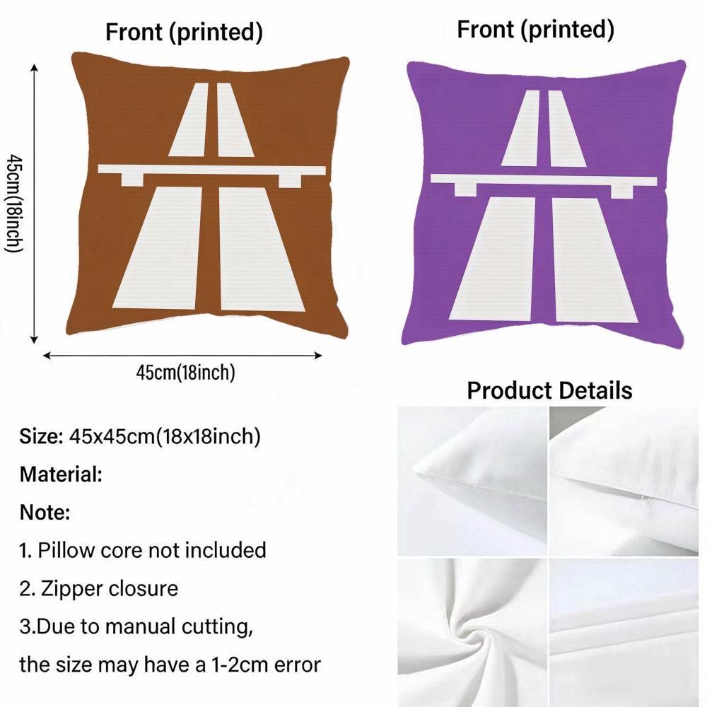 1P- German Autobahn Sign Prints Cushion Cover Natural Linen Pillowcase Set, All-In-One Decor For Sofa, Bedroom & Chair