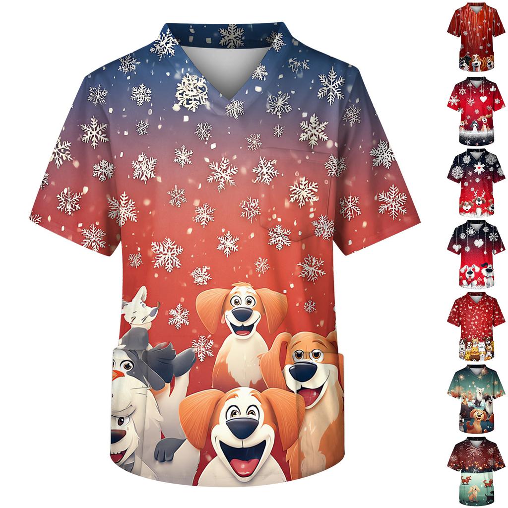 Pánská pracovní halenka s krátkým rukávem a výstřihem do V na hrudi