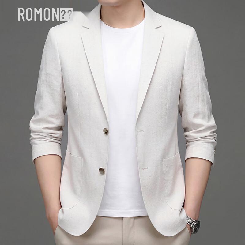 ROMON Men s Spring Autumn Linen Blend Casual Blazer 4XL/195