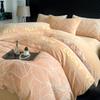 Milk Fleece Four-piece Set, Thickened Carved Fleece, Bed Sheet Quilt Cover, Bed Three-piece Set