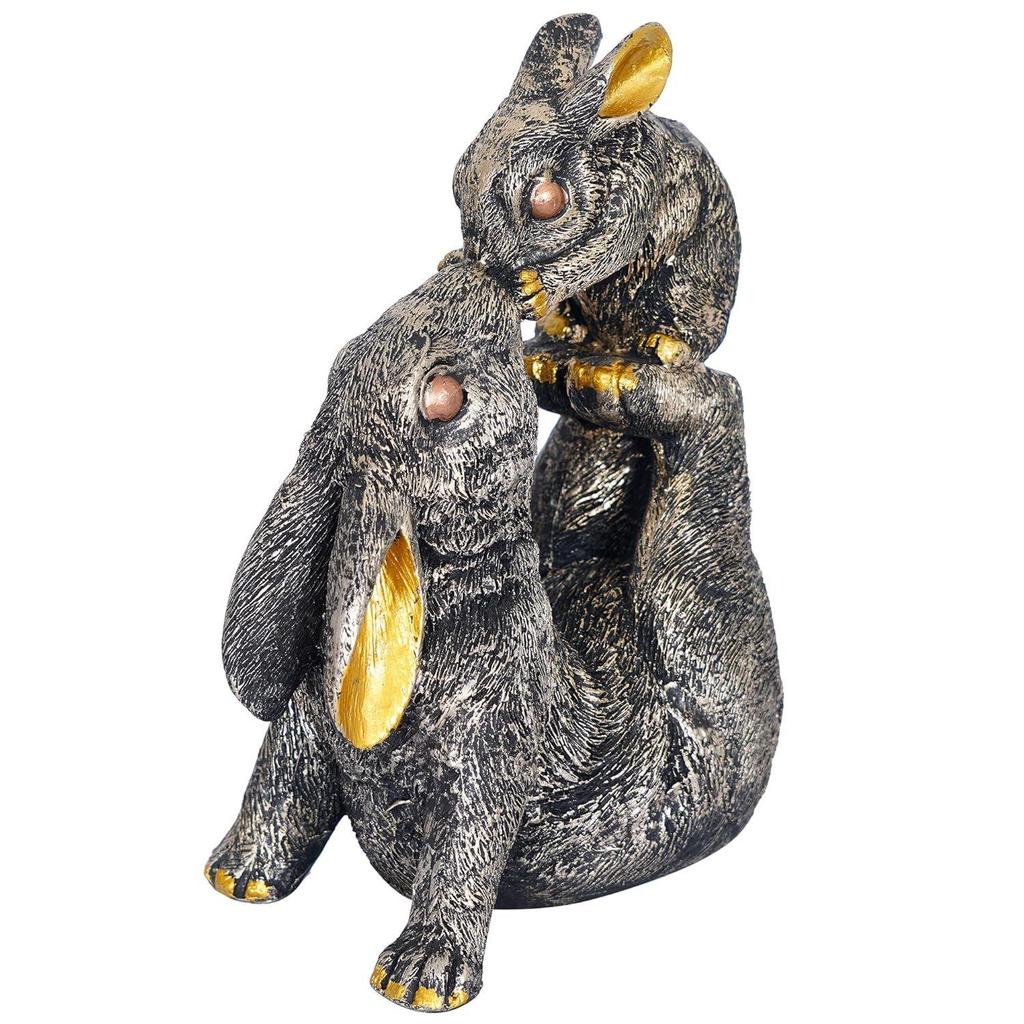 Rabbit Statue with Rabbit Baby Playing Showpiece for Home Decor Showpiece Feng Shui Vastu Items for Good Luck