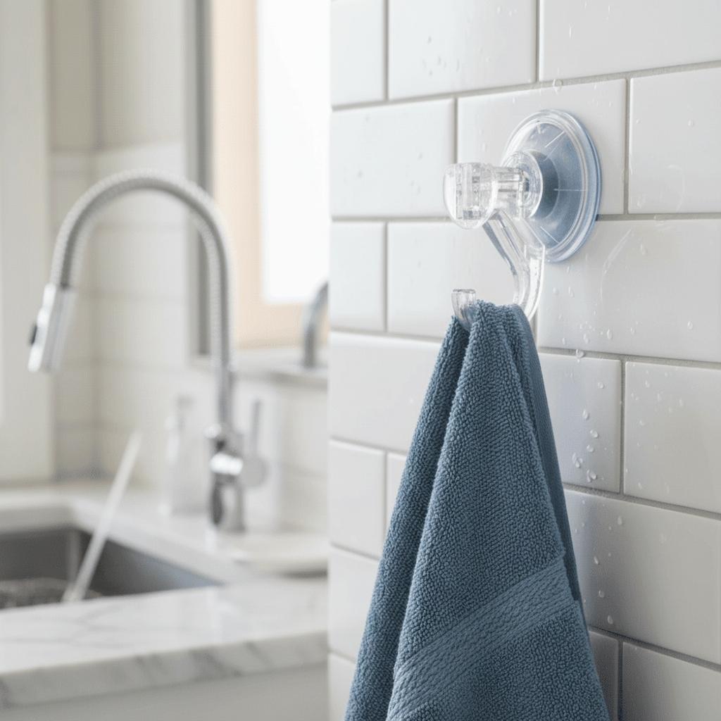 2 Pcs Removable Suction Cup Hooks Transparent Plastic Shower Suction Hooks Multi-Functional Shower Use Strong Hold Towel Hook