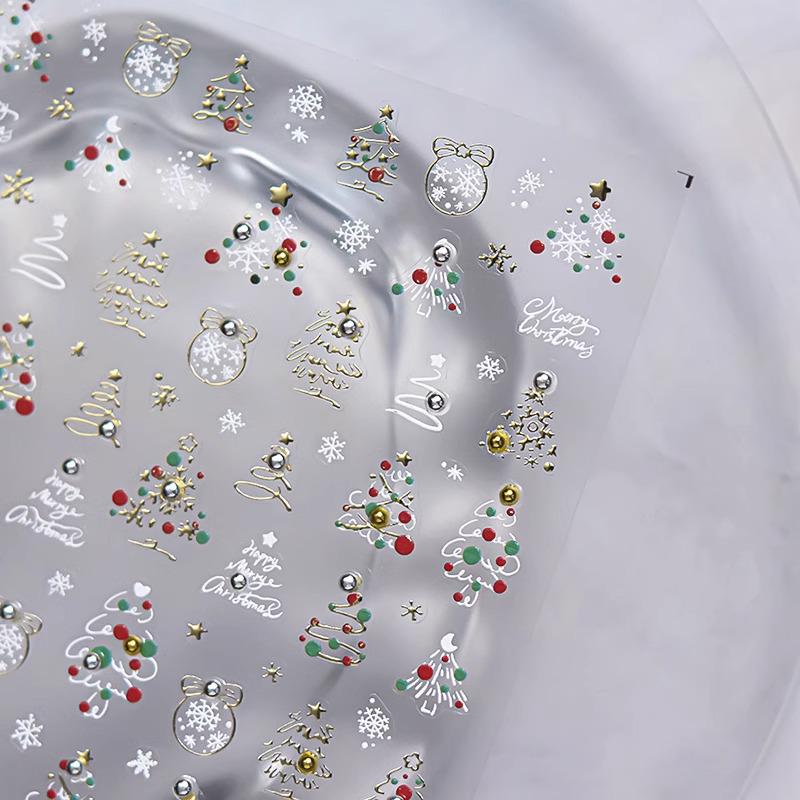 2024 Crystal Diamond Snowflake Nail Stickers - Christmas Tree & Snowman Designs