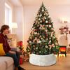 White Faux Fur Christmas Tree Collar Soft Plush Tree Skirt Style Base Cover Holiday Ornament for Home Garden Office