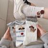 Spring/Summer Striped Mesh Puppy Socks: Cute Cartoon Polka Dot Mid-Calf for Women