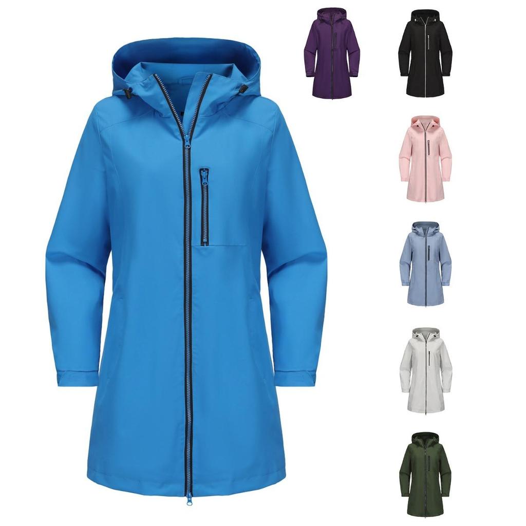 Women's Outdoor Windproof Waterproof Jacket Hooded Long Sleeve Loose Casual Spring Autumn Coat