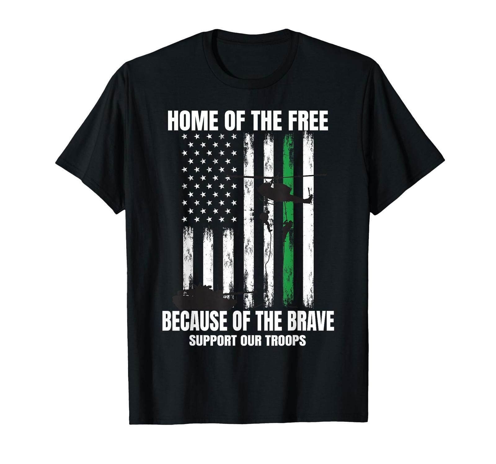 Support Military American Flag Thin Green Line Veterans Gift T-Shirt S разноцветный