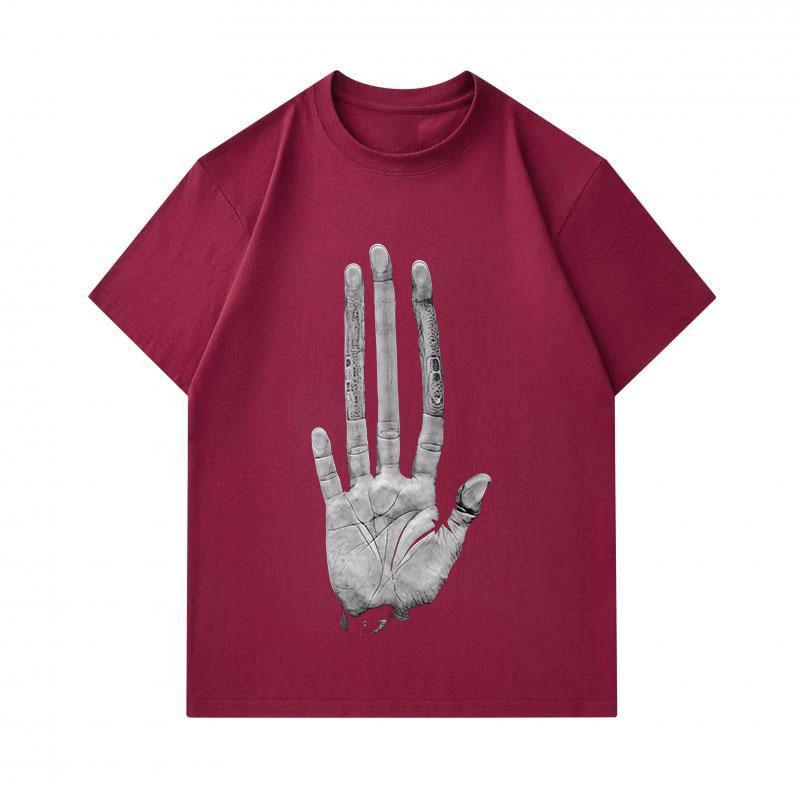 Men's 100% Cotton Crew Neck Short Sleeve T-Shirt, Funny 3D Hand Palm Print Casual Summer Tee, Soft Breathable Lightweight Daily Wear Streetwear Tops F