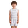 Mono Adaptativo Unisex para Niños con Necesidades Especiales Sin Mangas Cremallera Trasera Invisible Botón a Presión Tira de la Entrepierna Rayado para Vestir Fácilmente