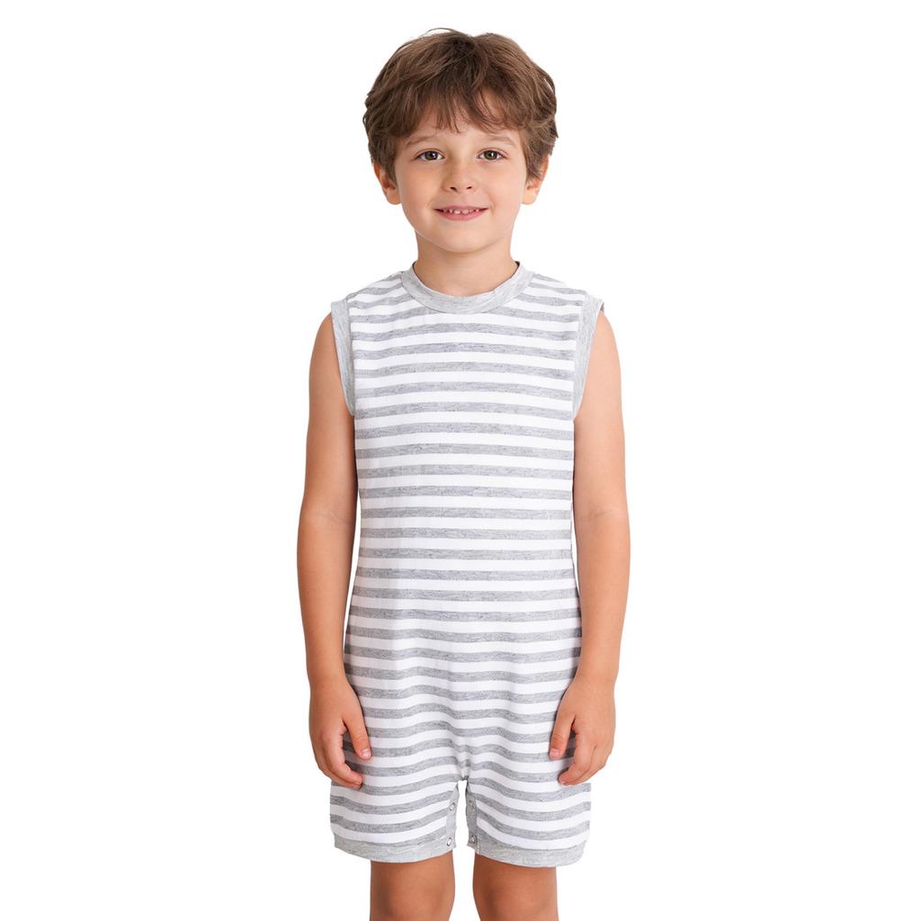 Mono Adaptativo Unisex para Niños con Necesidades Especiales Sin Mangas Cremallera Trasera Invisible Botón a Presión Tira de la Entrepierna Rayado para Vestir Fácilmente
