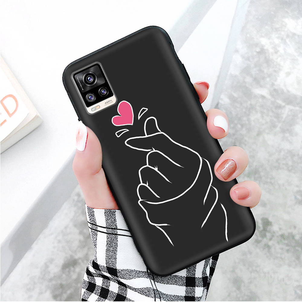 Black Case for Xiaomi Redmi 13C Note 9 iPhone XR 7 8 14 15 11 12 13 X XS Pro Max Samsung A25 S23 S24 FE Ultra Plus Finger Love
